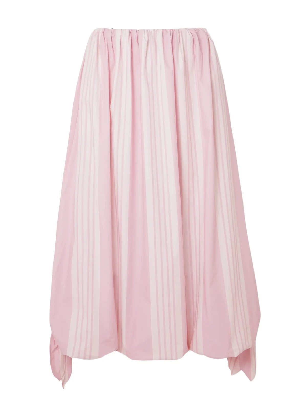 Rose Tie-detailed Striped Cotton Midi Skirt