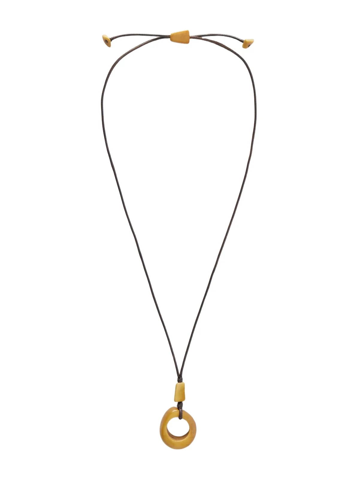 The Circle Pendant Beaded Tagua And Leather Necklace - Brown The Circle Pendant Beaded Tagua And Leather Necklace - Brown