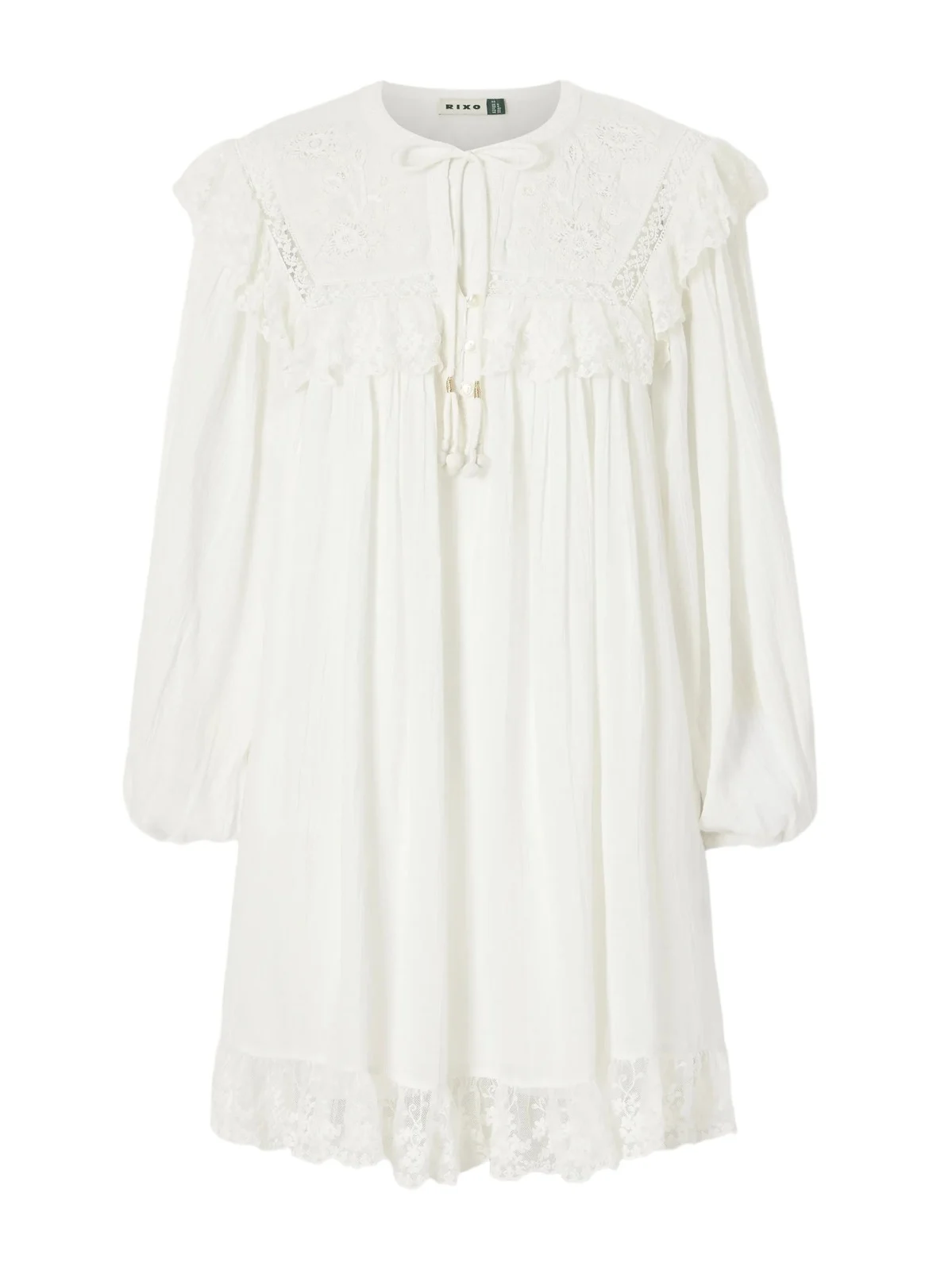 Inez Floral-embroidered Lace-trimmed Cotton Mini Dress