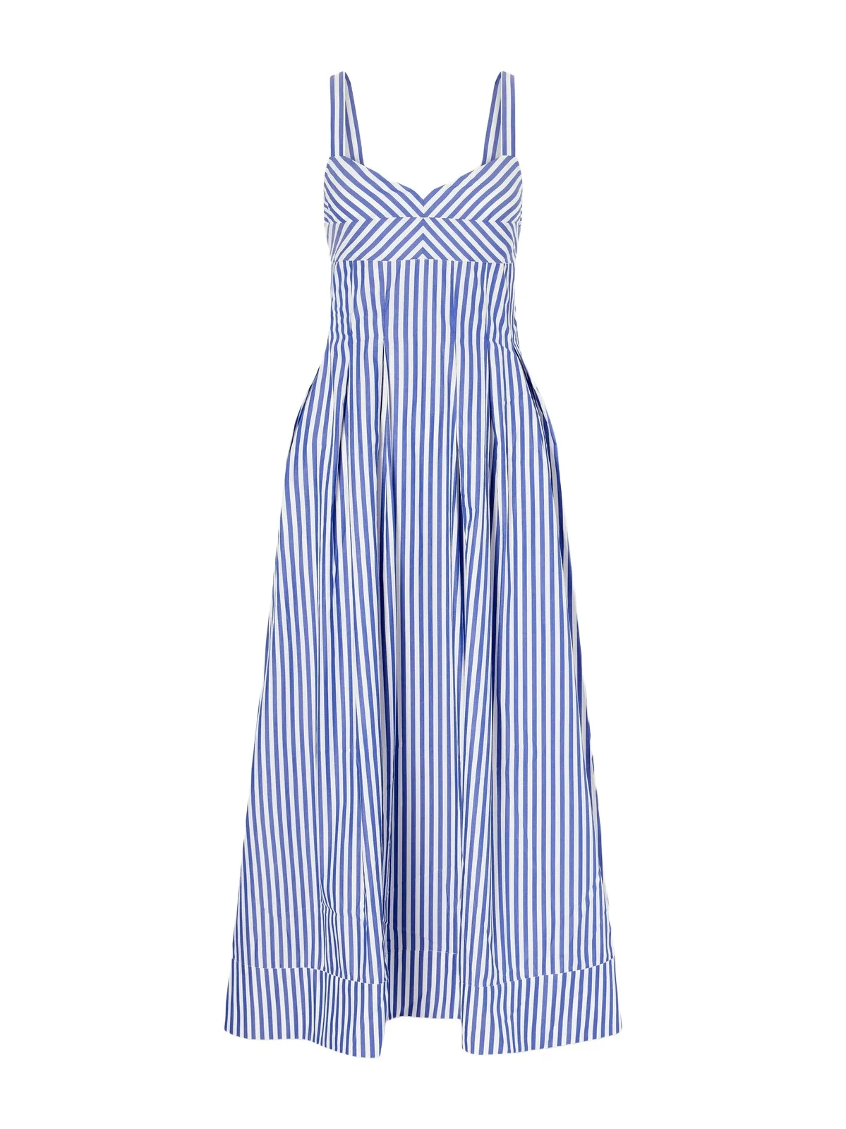La Ligne Madeline Pleated Striped Cotton-poplin Maxi Dress