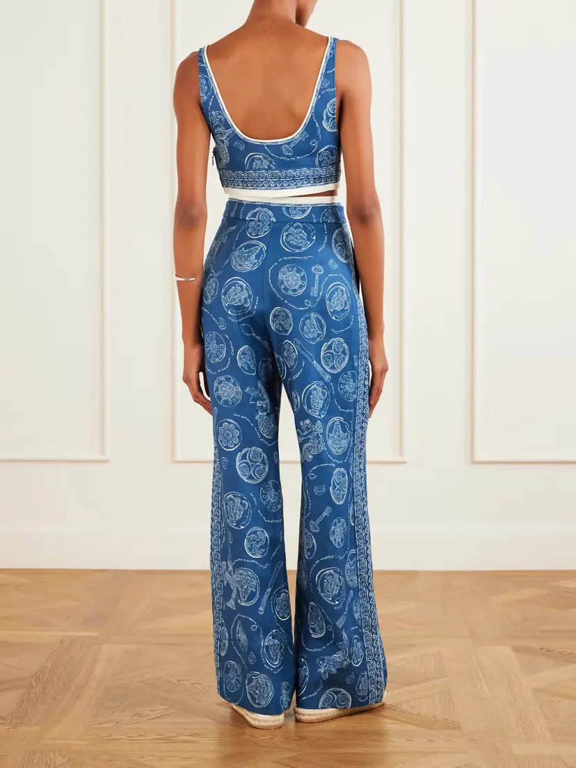 ALÉMAIS Lucky Pleated Printed Linen Wide-leg Pants | Thumbnail 3 ALÉMAIS Lucky Pleated Printed Linen Wide-leg Pants | Thumbnail 3