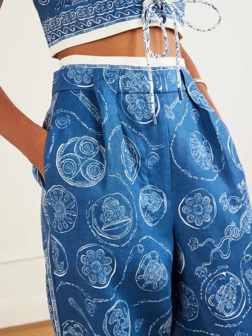 ALÉMAIS Lucky Pleated Printed Linen Wide-leg Pants | Thumbnail 4 ALÉMAIS Lucky Pleated Printed Linen Wide-leg Pants | Thumbnail 4