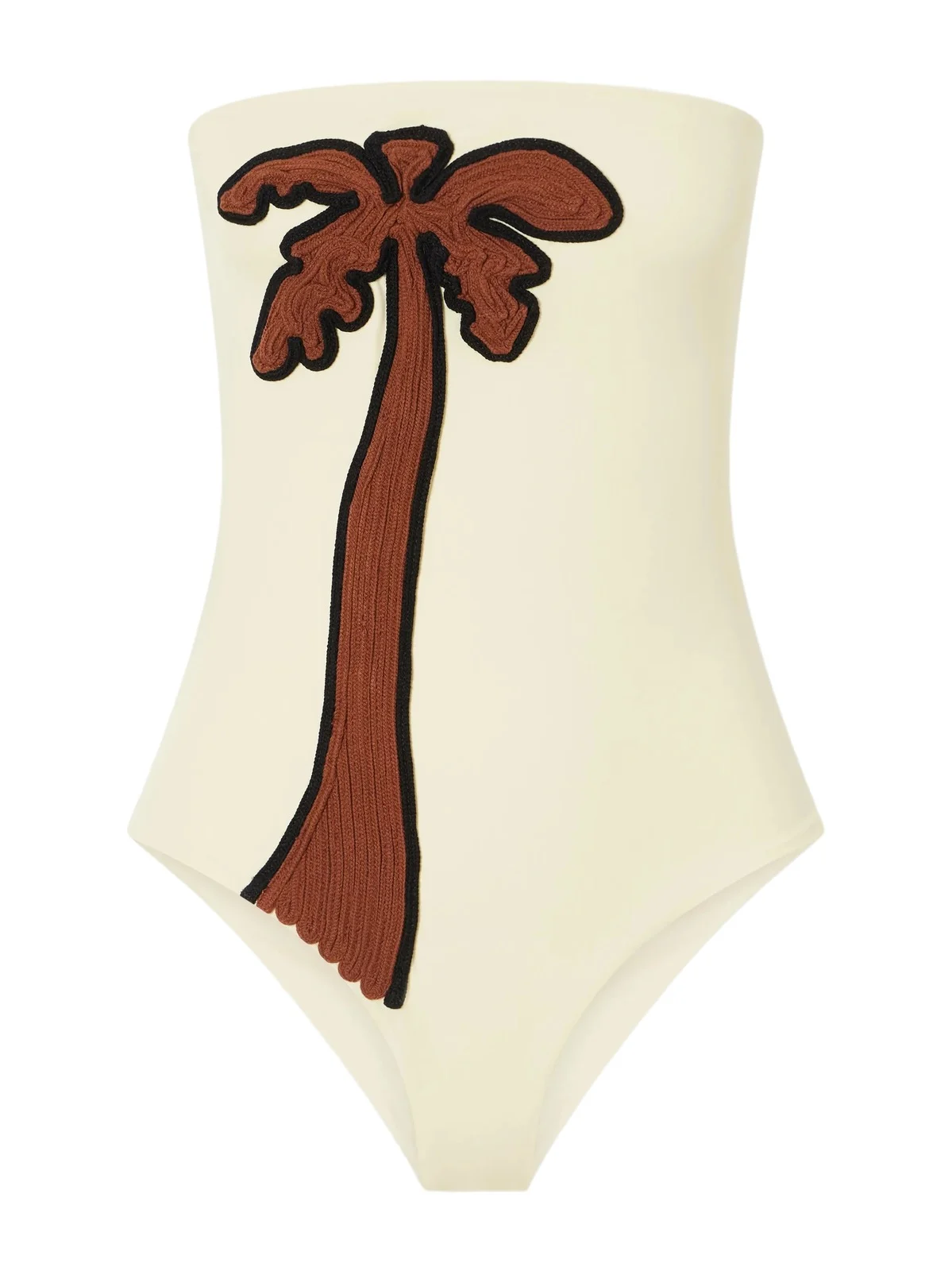 Palm Appliquéd Strapless Swimsuit Palm Appliquéd Strapless Swimsuit