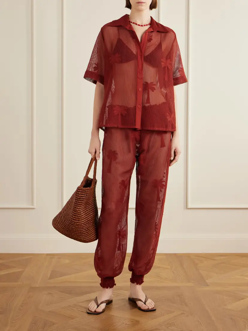 Johanna Ortiz Marsala Salty Cotton-blend Mesh Shirt | Thumbnail 2 Johanna Ortiz Marsala Salty Cotton-blend Mesh Shirt | Thumbnail 2