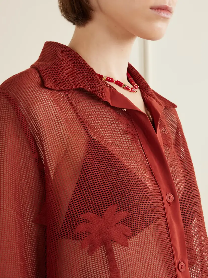 Johanna Ortiz Marsala Salty Cotton-blend Mesh Shirt | Thumbnail 4 Johanna Ortiz Marsala Salty Cotton-blend Mesh Shirt | Thumbnail 4