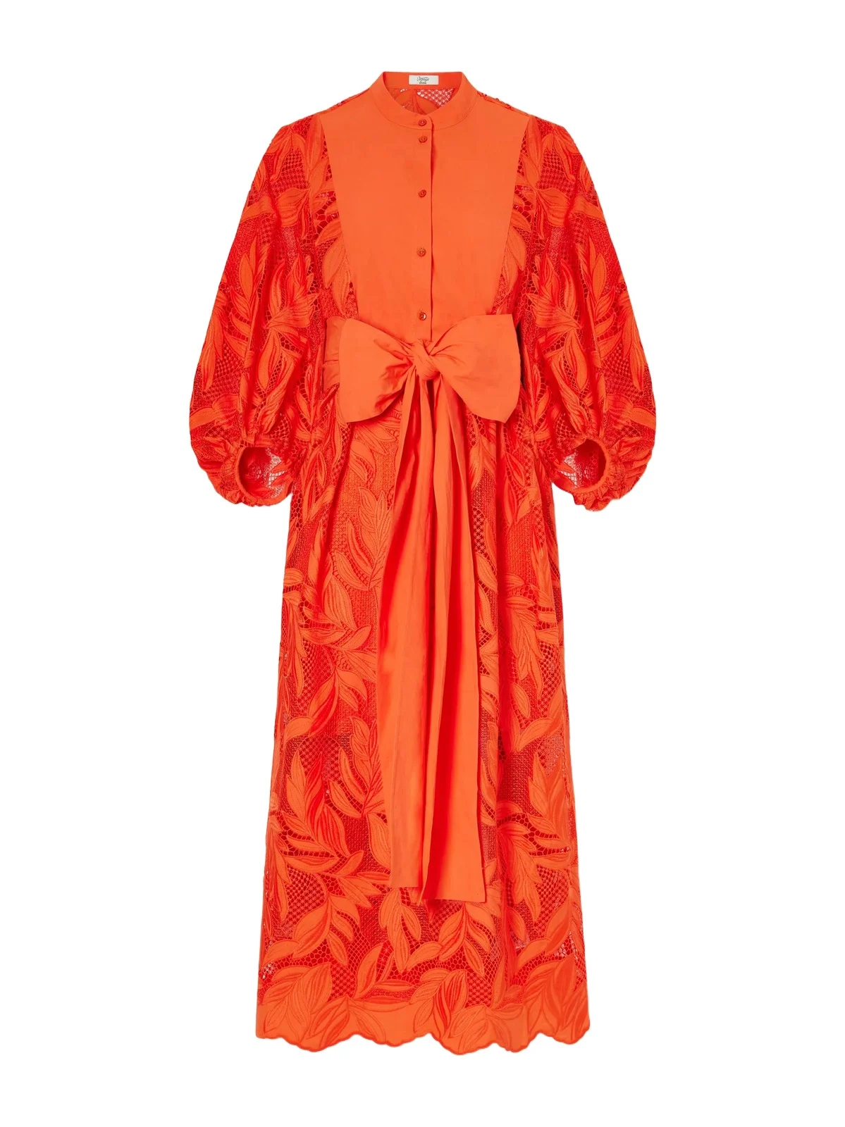 Erdem Bow-detailed Embroidered Poplin And Lace Midi Dress