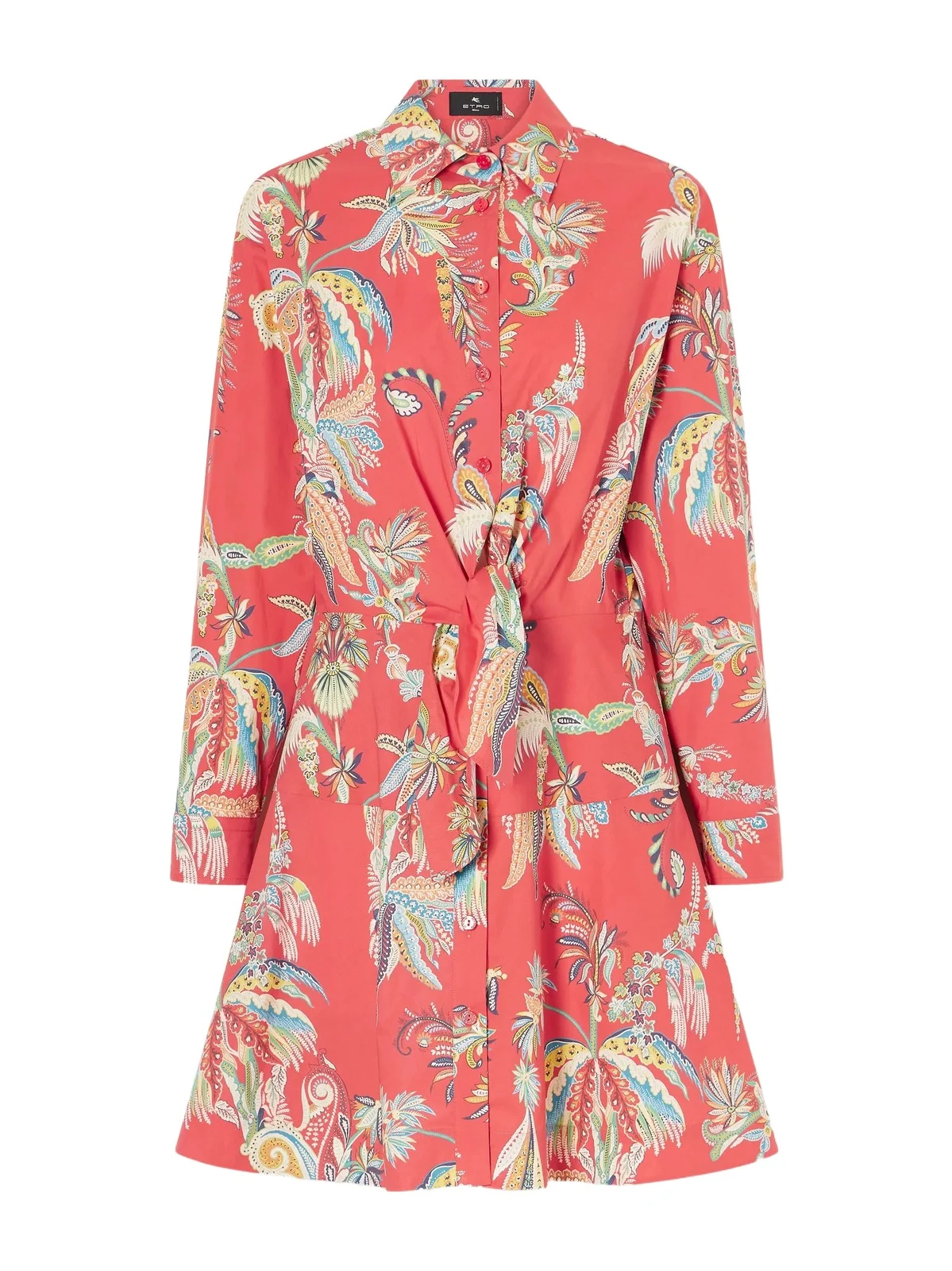 Knotted Printed Cotton-blend Mini Dress Knotted Printed Cotton-blend Mini Dress