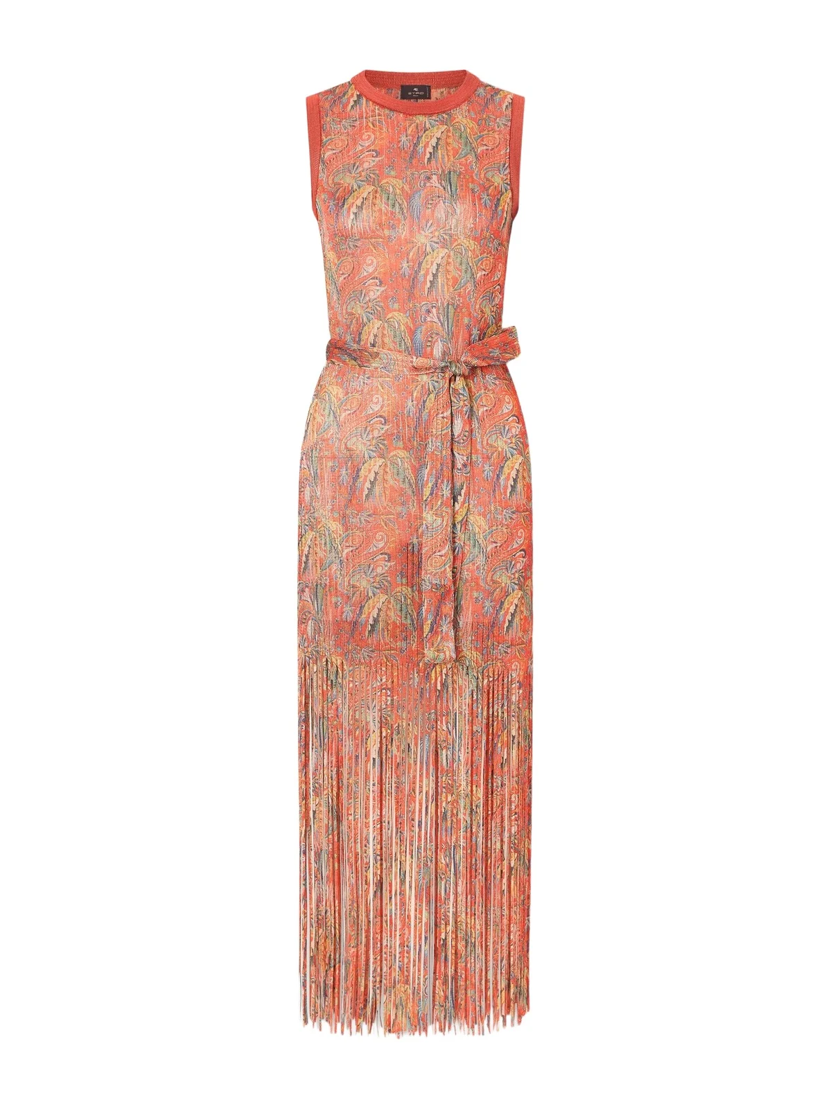 Belted Fringed Jacquard-knit Midi Dress Belted Fringed Jacquard-knit Midi Dress