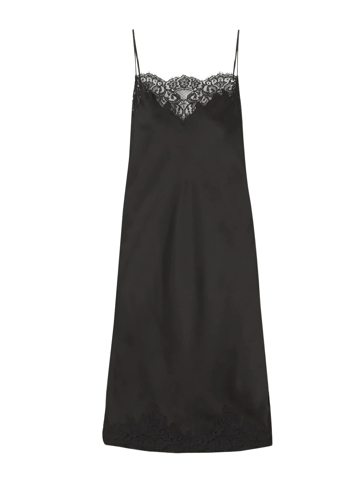 Lace-trimmed Satin Midi Dress Lace-trimmed Satin Midi Dress
