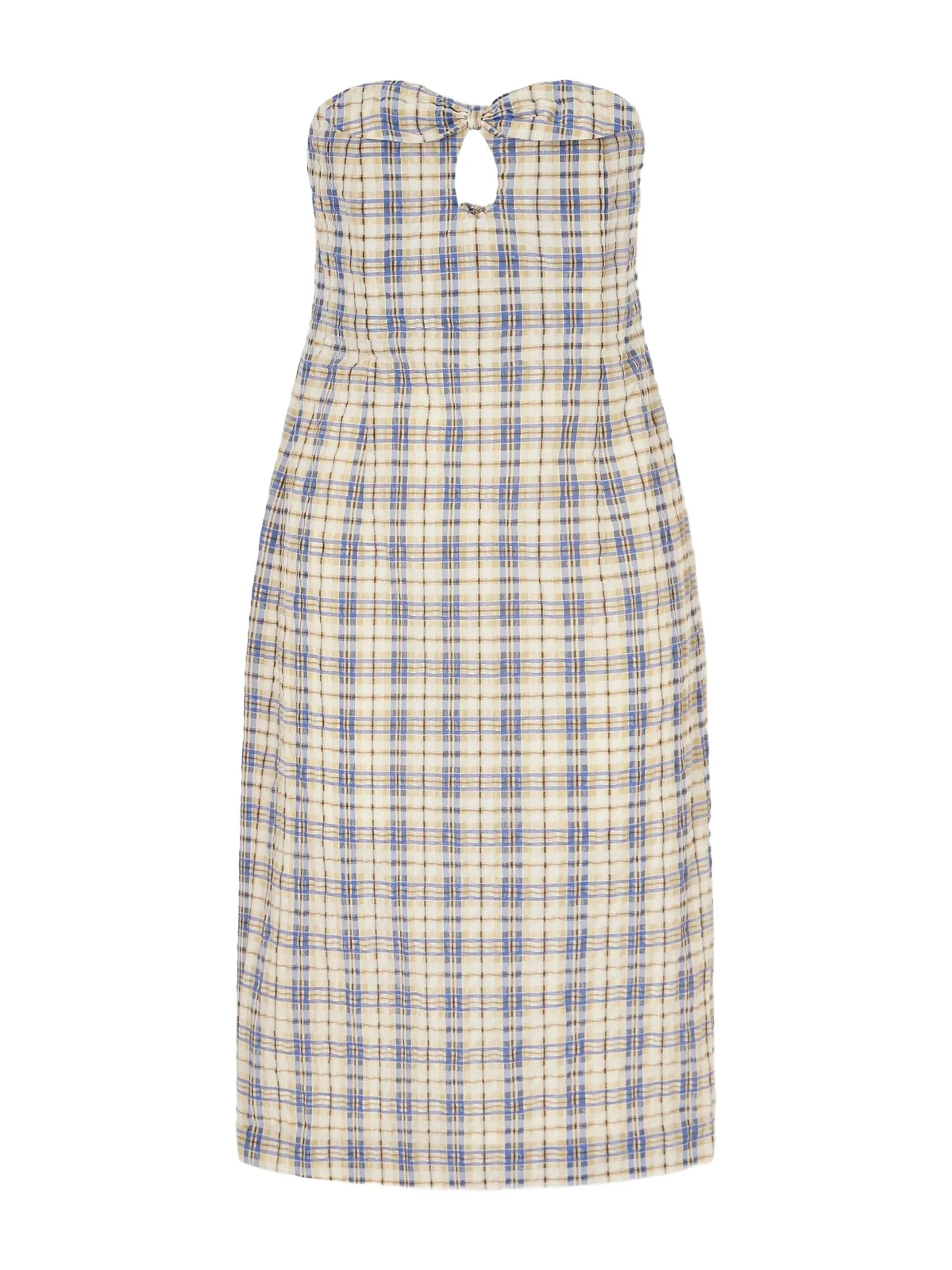 Bow-embellished Checked Seersucker Midi Dress Bow-embellished Checked Seersucker Midi Dress