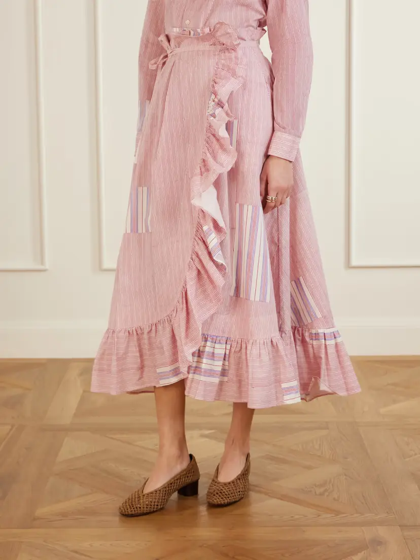 Thierry Colson Tasha Ruffled Striped Cotton-voile Wrap Midi Skirt | Thumbnail 3 Thierry Colson Tasha Ruffled Striped Cotton-voile Wrap Midi Skirt | Thumbnail 3