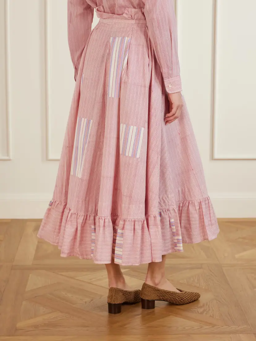 Thierry Colson Tasha Ruffled Striped Cotton-voile Wrap Midi Skirt | Thumbnail 4 Thierry Colson Tasha Ruffled Striped Cotton-voile Wrap Midi Skirt | Thumbnail 4