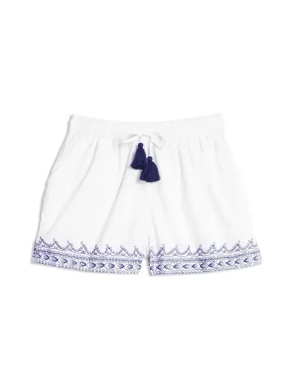 Milly Franco'S Shorts White Blue Emb Milly Franco'S Shorts White Blue Emb