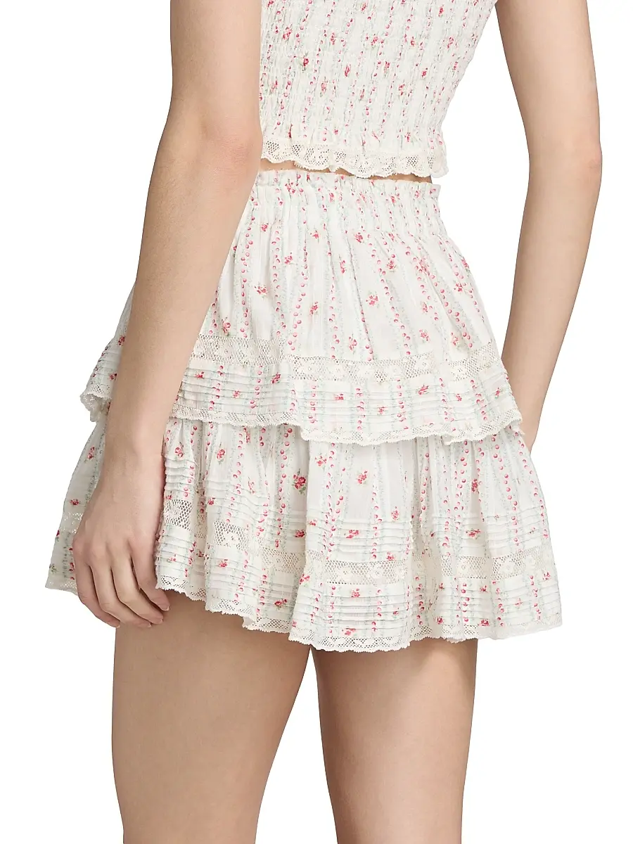 LoveShackFancy Women's Ruffled Floral Cotton A-Line Miniskirt | Thumbnail 5 LoveShackFancy Women's Ruffled Floral Cotton A-Line Miniskirt | Thumbnail 5