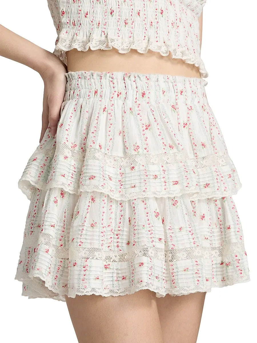 LoveShackFancy Women's Ruffled Floral Cotton A-Line Miniskirt | Thumbnail 6 LoveShackFancy Women's Ruffled Floral Cotton A-Line Miniskirt | Thumbnail 6