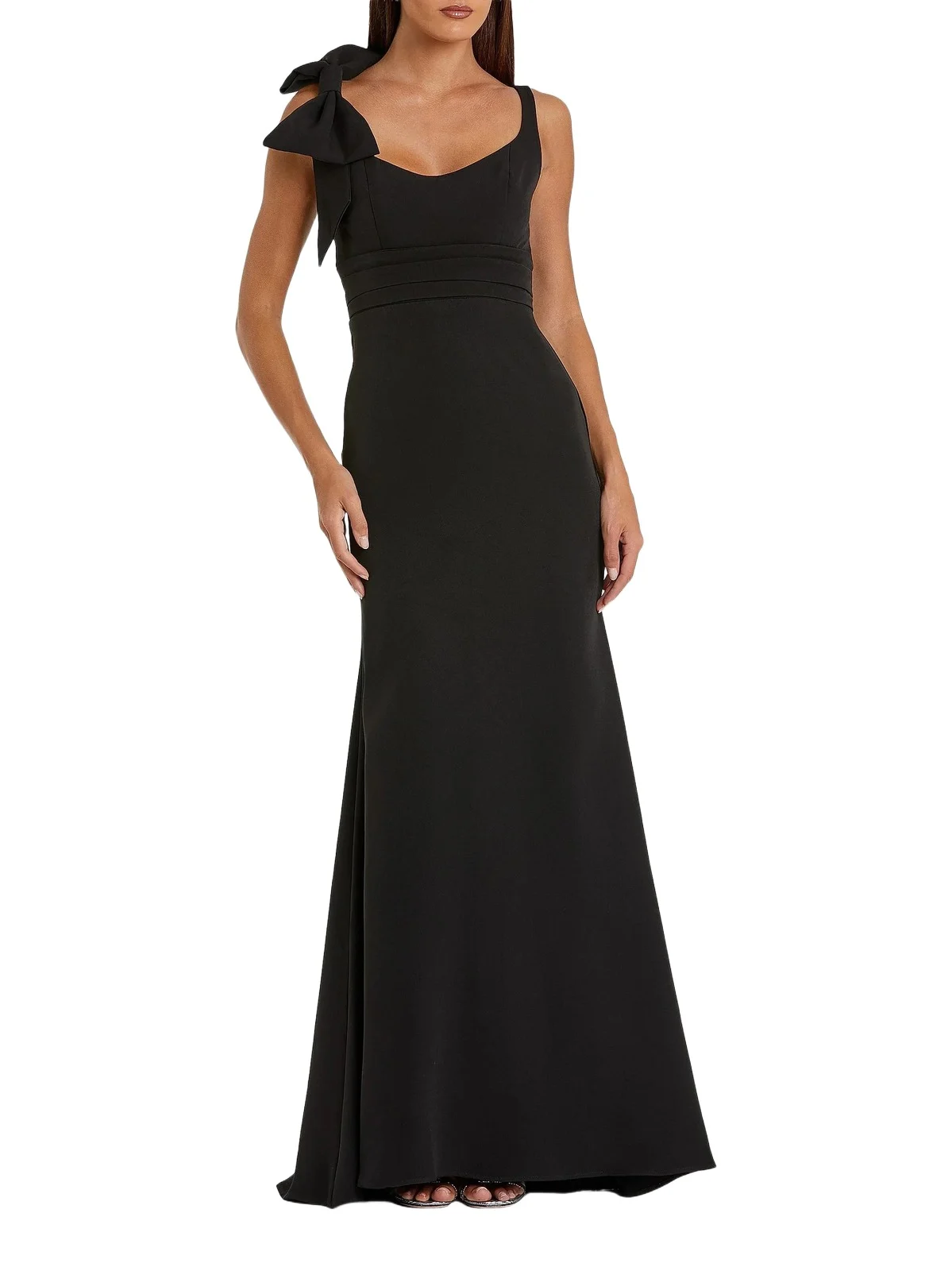Women's Bow-Detail Crepe A-Line Gown
