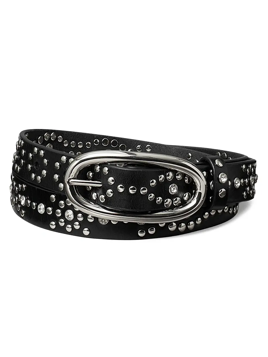 Tory Burch Women's Pierced Studded Leather Belt