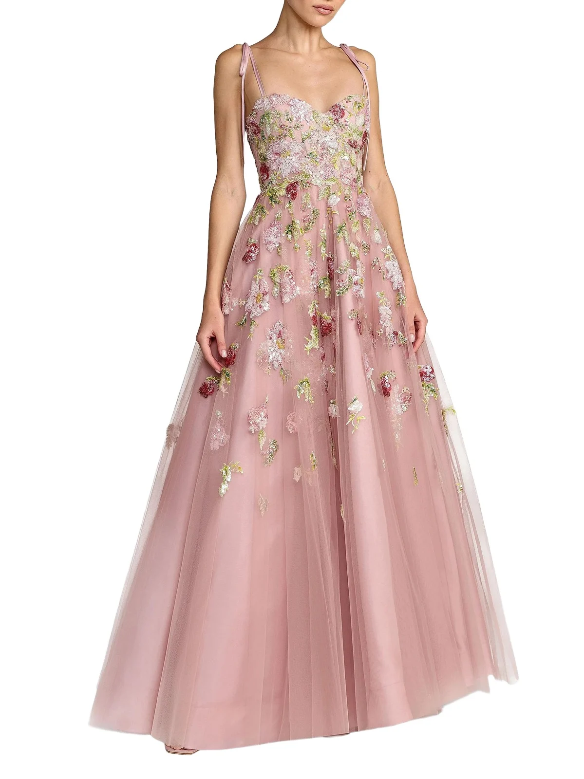 Women's Floral Seqiun Ribbon Gown Women's Floral Seqiun Ribbon Gown