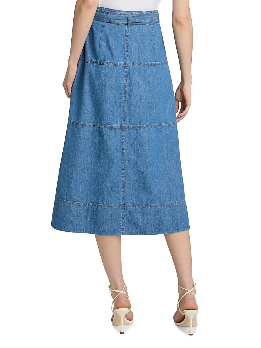 TANYA TAYLOR Women's Hudley Chambray Midi-Skirt | Thumbnail 5 TANYA TAYLOR Women's Hudley Chambray Midi-Skirt | Thumbnail 5