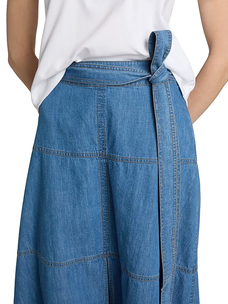 TANYA TAYLOR Women's Hudley Chambray Midi-Skirt | Thumbnail 6 TANYA TAYLOR Women's Hudley Chambray Midi-Skirt | Thumbnail 6