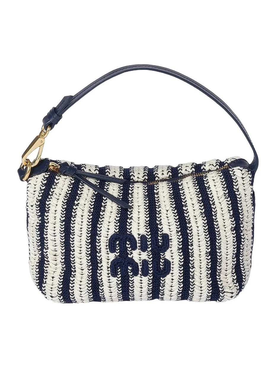 Miu Miu Women's Crochet and Leather Pouch - Blue