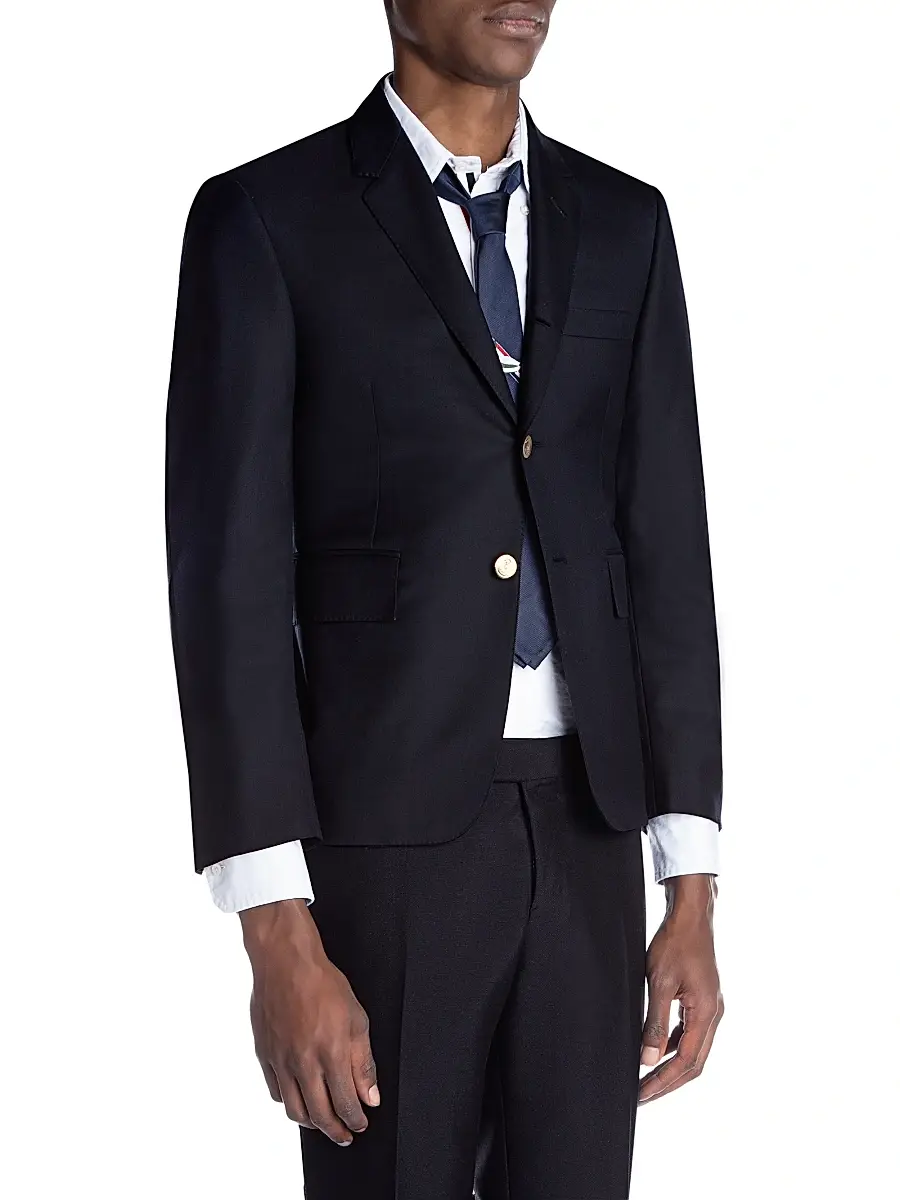 Thom Browne Men's Classic Wool Super 120S Wool Sport Jacket | Thumbnail 4 Thom Browne Men's Classic Wool Super 120S Wool Sport Jacket | Thumbnail 4