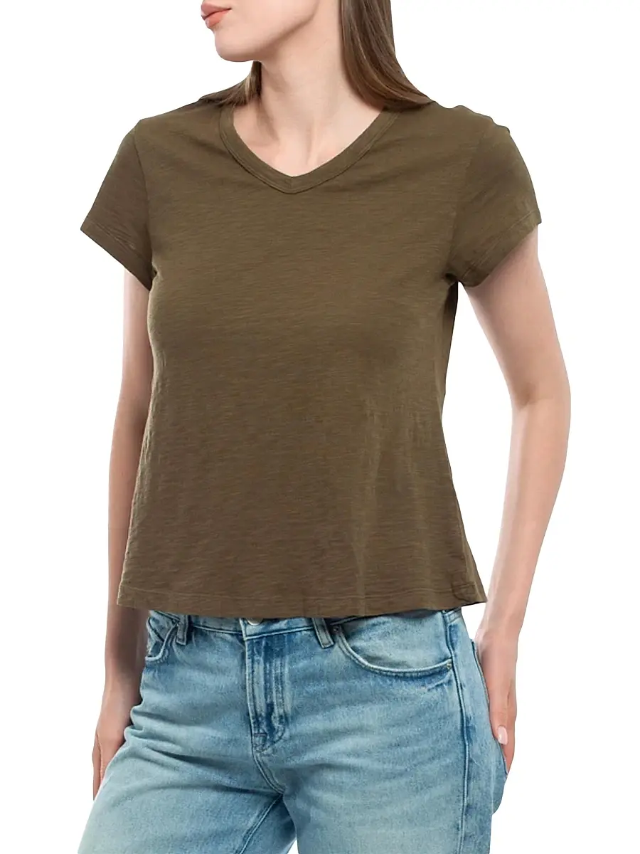 Wilt Women's V-Neck Short Sleeve Baby Baby Fit T-Shirt - Dark Olive | Thumbnail 3 Wilt Women's V-Neck Short Sleeve Baby Baby Fit T-Shirt - Dark Olive | Thumbnail 3