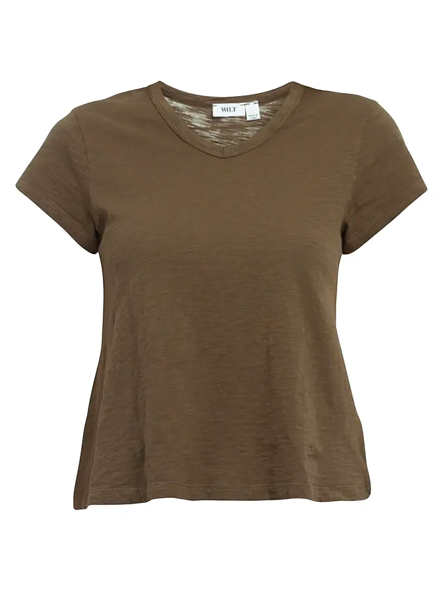Wilt Women's V-Neck Short Sleeve Baby Baby Fit T-Shirt - Dark Olive | Image 1 Wilt Women's V-Neck Short Sleeve Baby Baby Fit T-Shirt - Dark Olive | Image 1