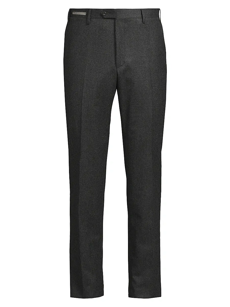 CORNELIANI Men's Wool Flannel Slim-Fit Trousers - Charcoal | Image 1 CORNELIANI Men's Wool Flannel Slim-Fit Trousers - Charcoal | Image 1