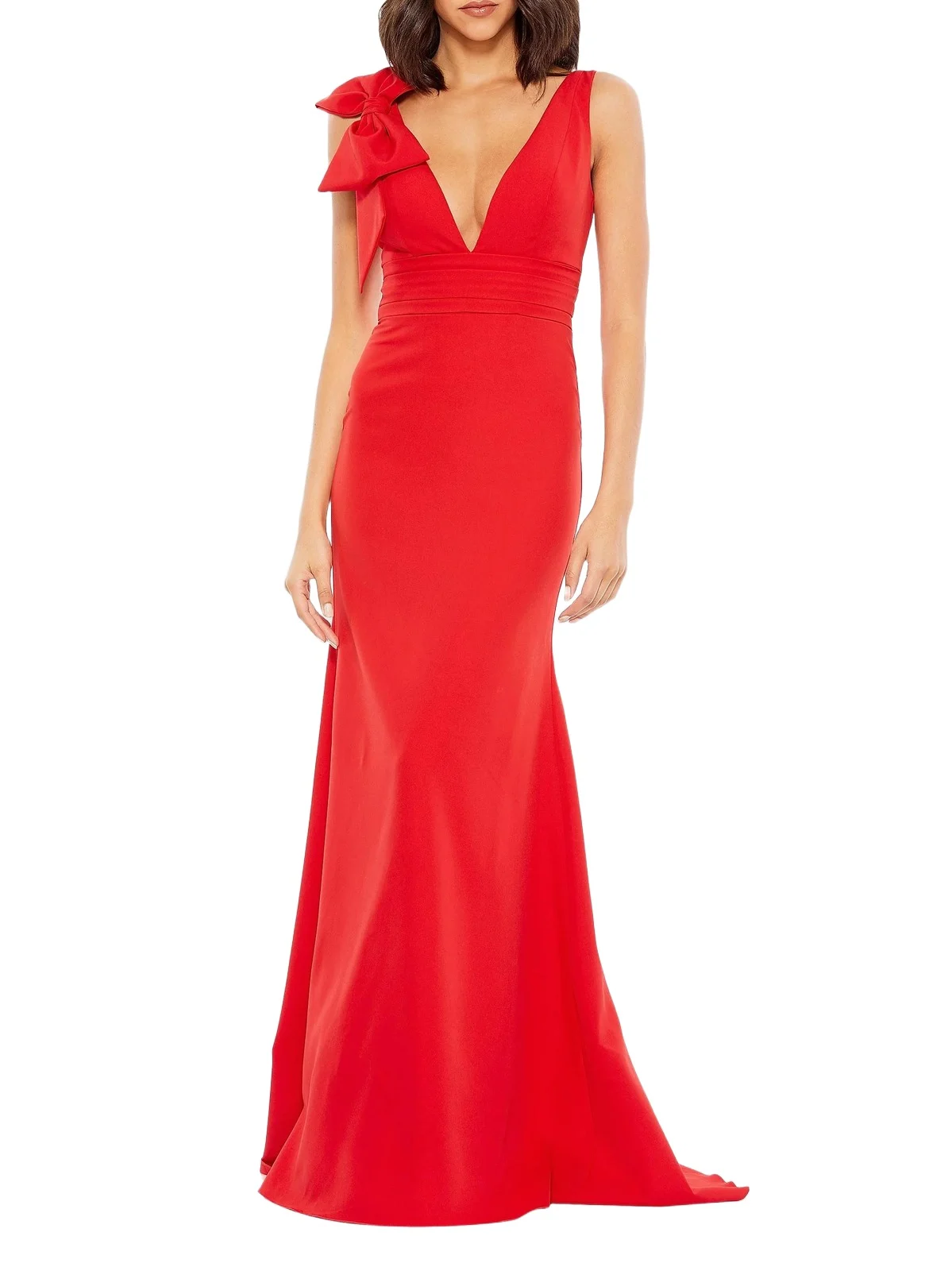 Mac Duggal Women's Bow V-Neck A-Line Gown