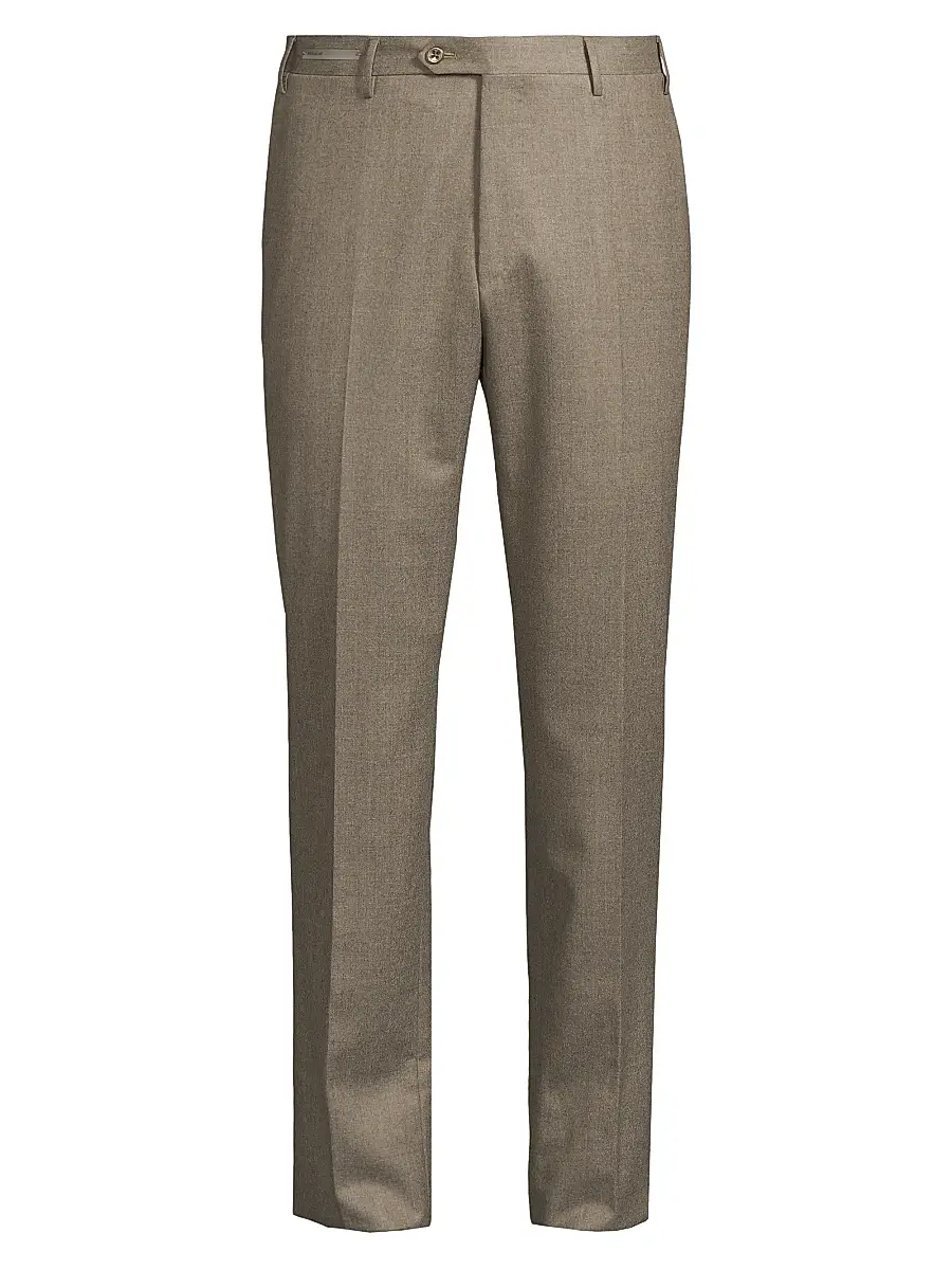 CORNELIANI Men's Wool Flannel Slim-Fit Trousers - Natural | Image 1 CORNELIANI Men's Wool Flannel Slim-Fit Trousers - Natural | Image 1