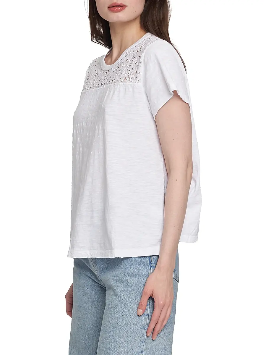 Wilt Women's Easy Crew Lace Yoke Tee - White | Thumbnail 3 Wilt Women's Easy Crew Lace Yoke Tee - White | Thumbnail 3