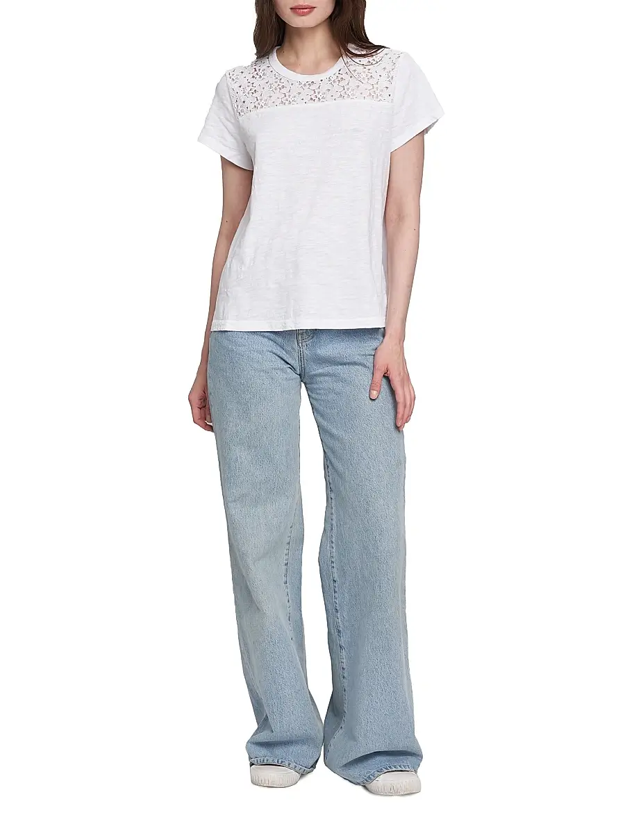 Wilt Women's Easy Crew Lace Yoke Tee - White | Thumbnail 6 Wilt Women's Easy Crew Lace Yoke Tee - White | Thumbnail 6
