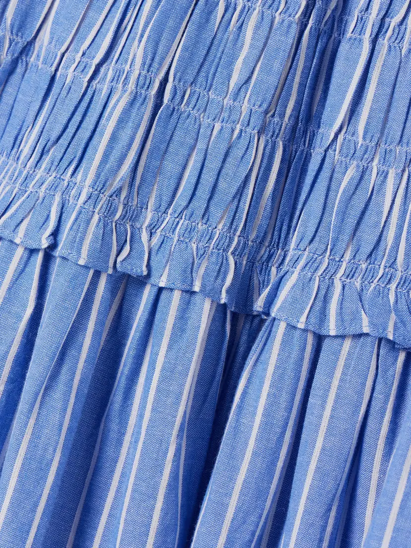 DÔEN Marianne Shirred Striped Cotton-poplin Midi Dress | Thumbnail 4 DÔEN Marianne Shirred Striped Cotton-poplin Midi Dress | Thumbnail 4