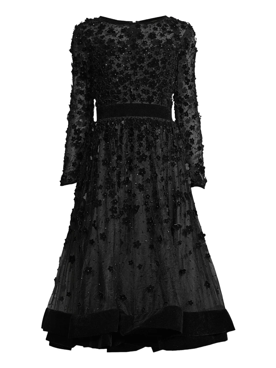 Women's Floral Appliqué Tea Dress Women's Floral Appliqué Tea Dress