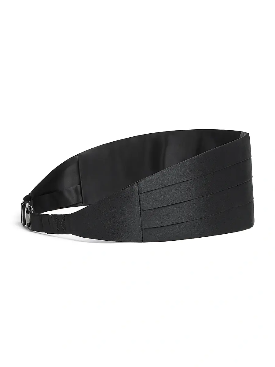 ZEGNA Men's Silk Cummerbund - Black | Thumbnail 2 ZEGNA Men's Silk Cummerbund - Black | Thumbnail 2