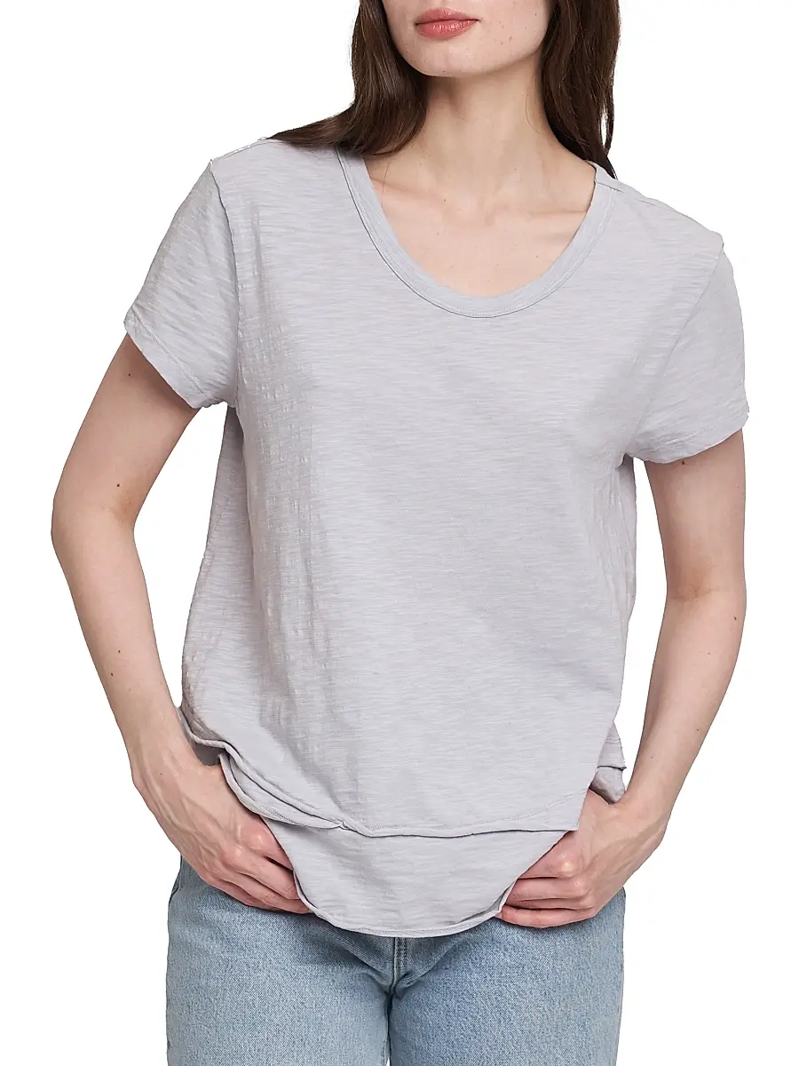 Wilt Women's Short Sleeve Mock Layer T-Shirt - Mist | Thumbnail 2 Wilt Women's Short Sleeve Mock Layer T-Shirt - Mist | Thumbnail 2