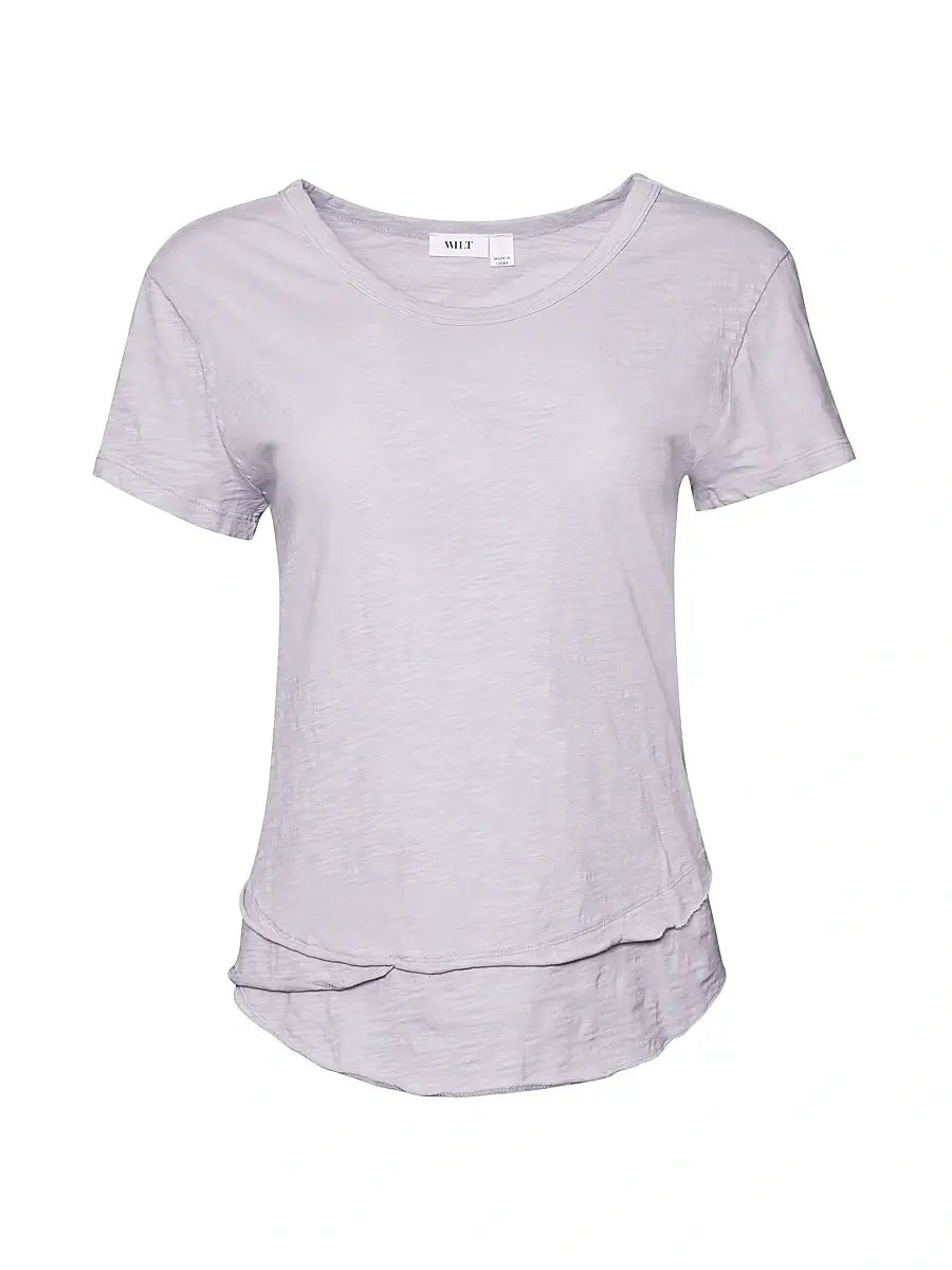 Wilt Women's Short Sleeve Mock Layer T-Shirt - Mist | Image 1 Wilt Women's Short Sleeve Mock Layer T-Shirt - Mist | Image 1