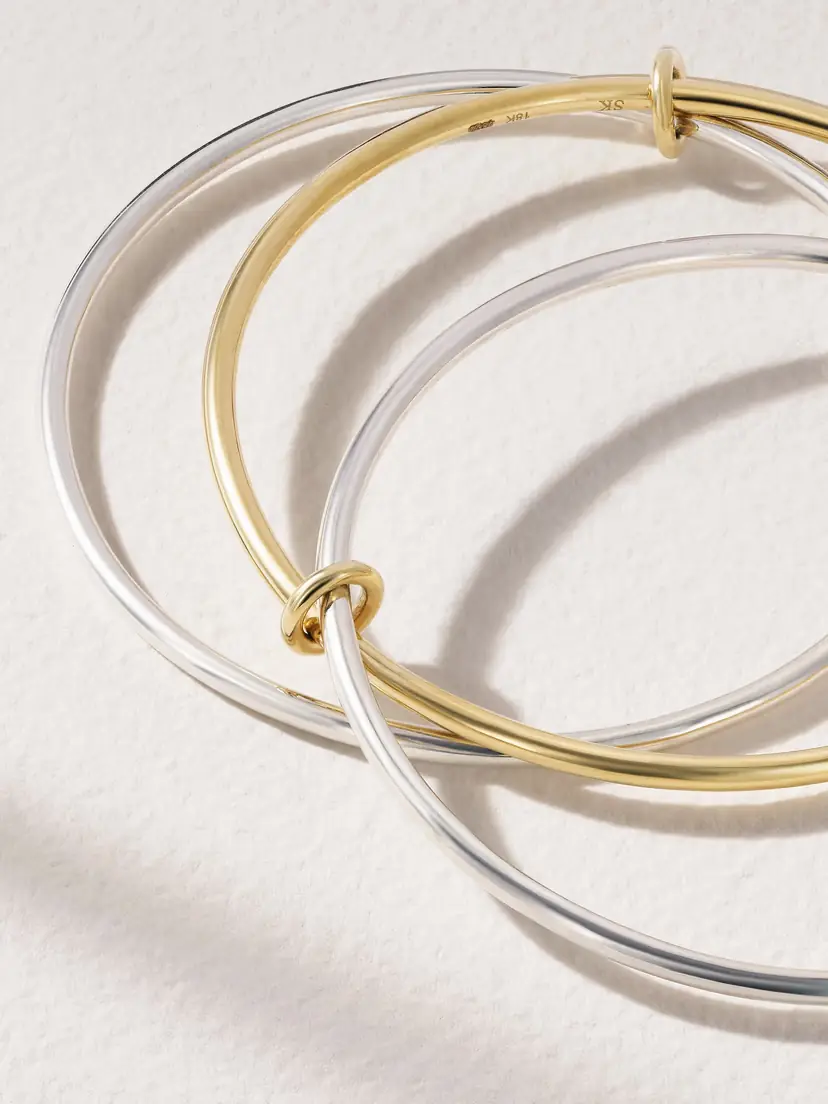Spinelli Kilcollin Lumin Set Of Three 18-karat Yellow And White Gold Bracelets | Thumbnail 3 Spinelli Kilcollin Lumin Set Of Three 18-karat Yellow And White Gold Bracelets | Thumbnail 3
