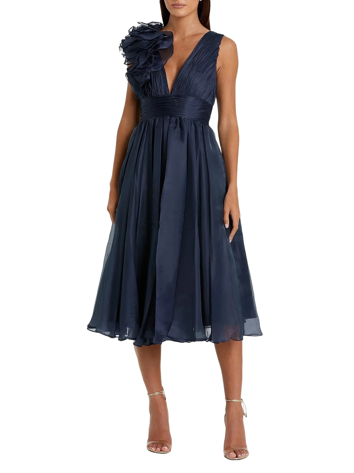 Women's Chiffon Sleeveless Fit & Flare Midi-Dress - Midnight Women's Chiffon Sleeveless Fit & Flare Midi-Dress - Midnight