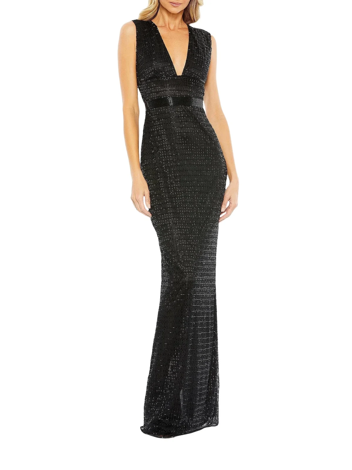 Women's Beaded V-Neck Column Gown Women's Beaded V-Neck Column Gown