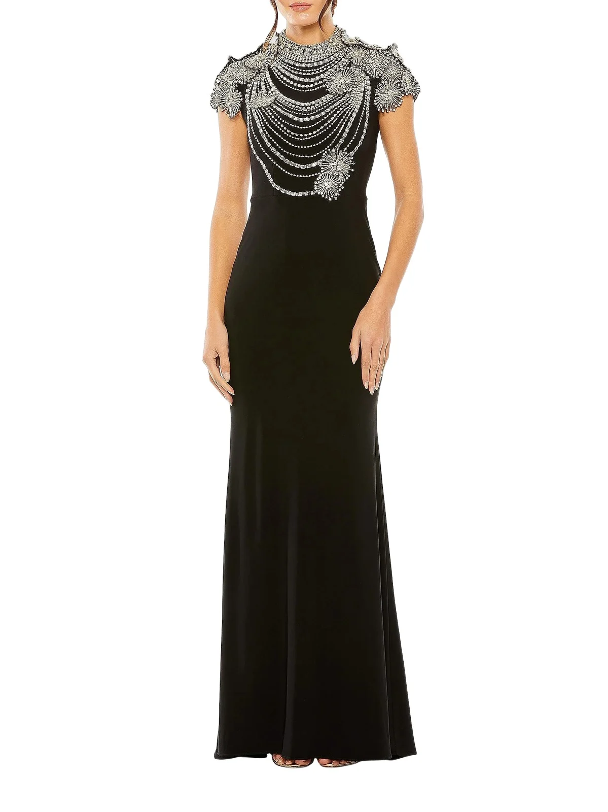 Women's Embellished Crepe Column Gown Women's Embellished Crepe Column Gown