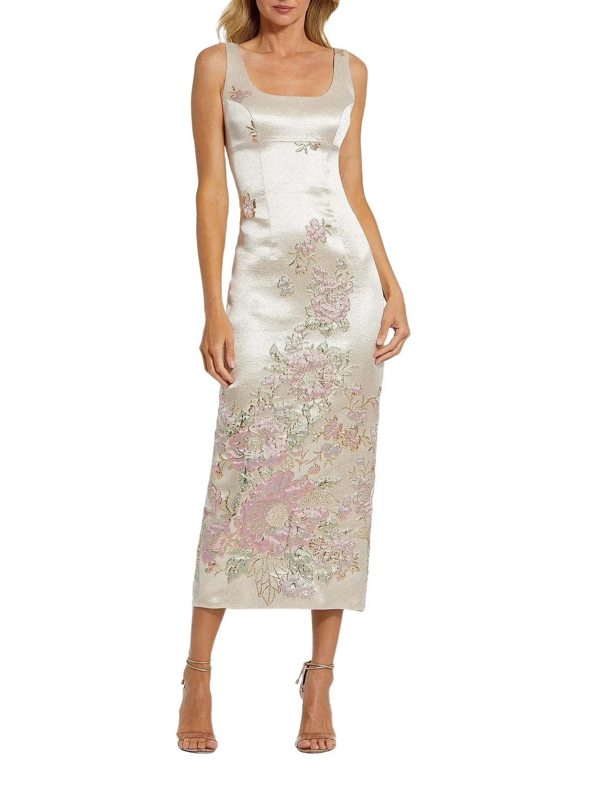 Women's Satin Bustier Brocade Midi-Dress Women's Satin Bustier Brocade Midi-Dress