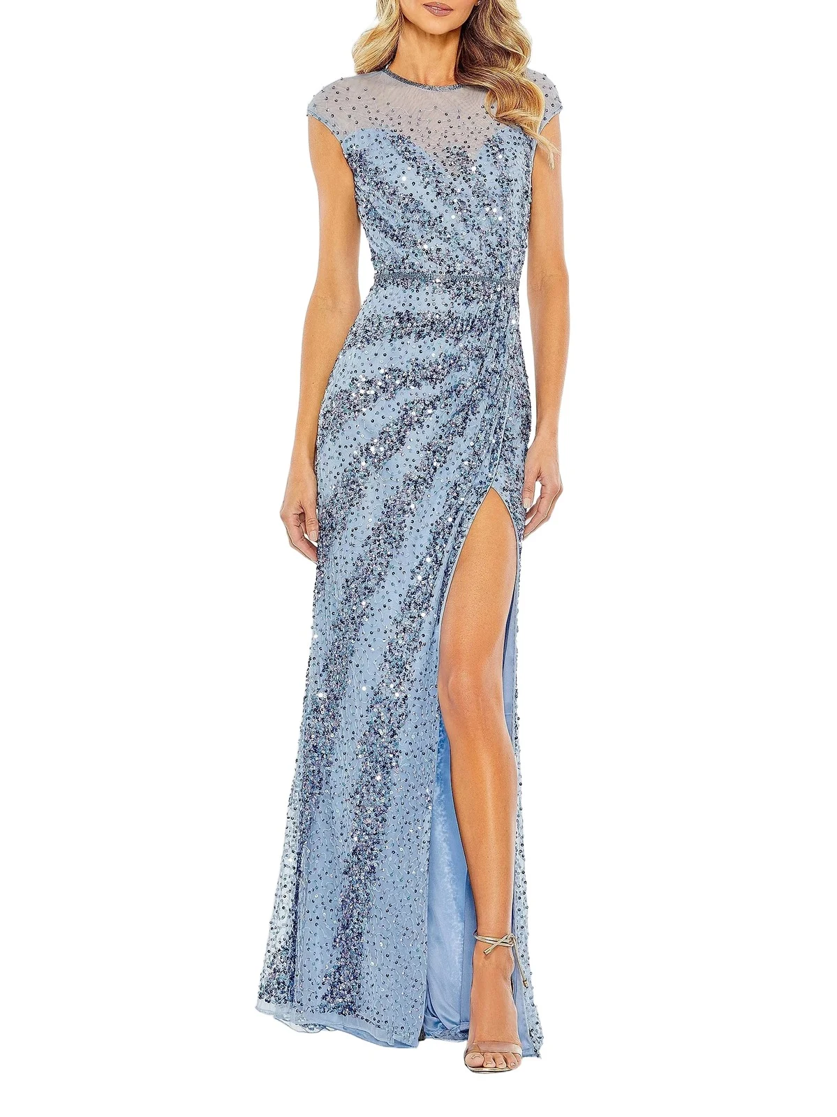 Mac Duggal Women's Sleeveless Beaded & Sequined Gown - French Blue