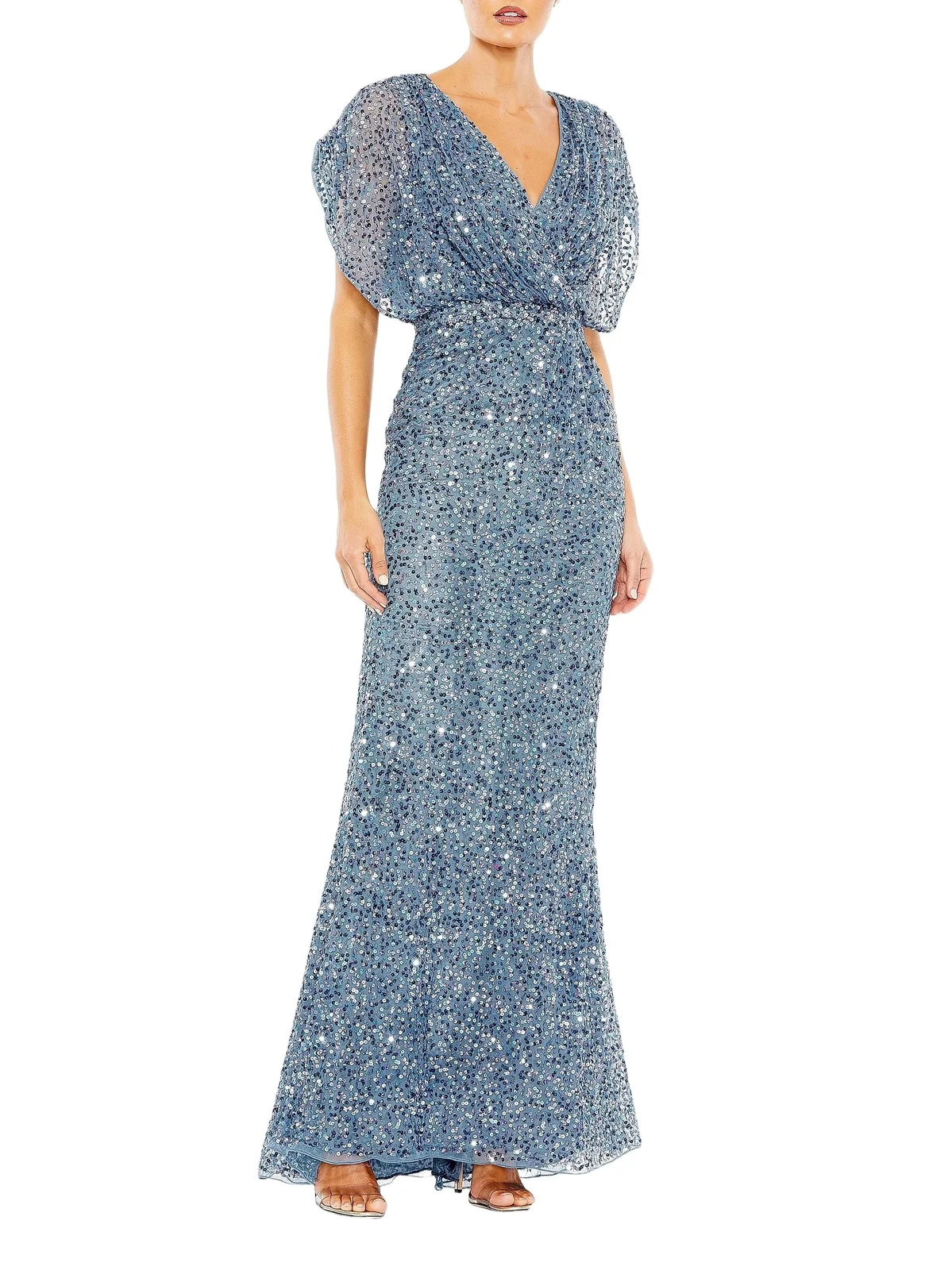 Mac Duggal Women's Evening Metallic Blouson Gown