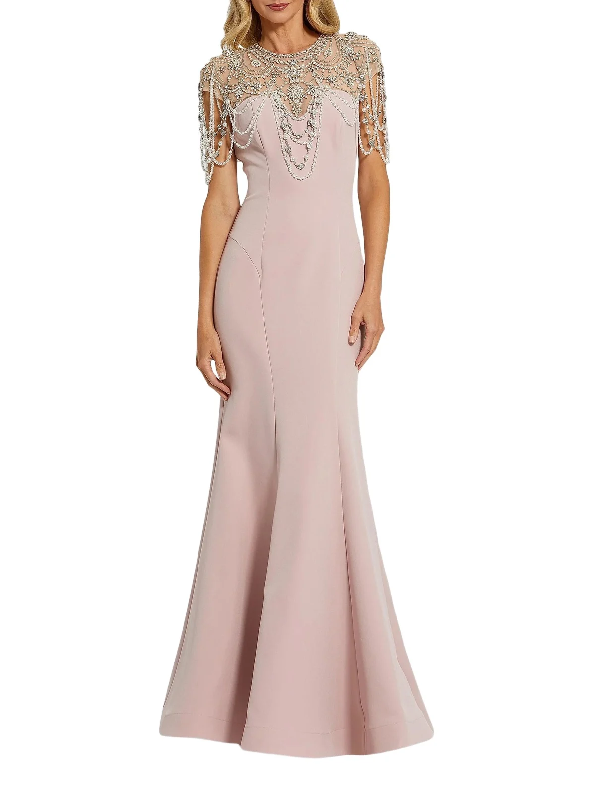 Women's Beaded Cap-Sleeve Mermaid Gown Women's Beaded Cap-Sleeve Mermaid Gown