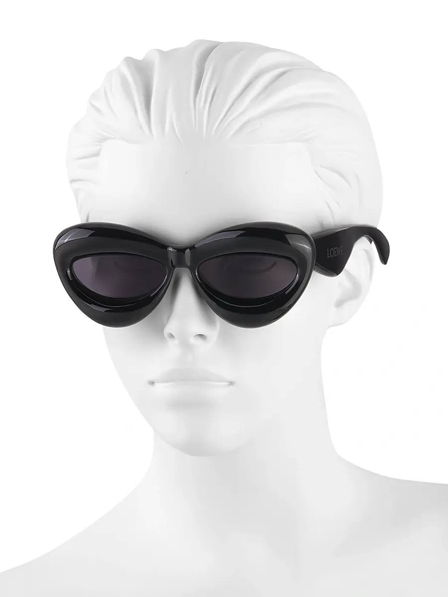LOEWE Women's 55MM Cat-Eye Sunglasses - Shiny Black | Thumbnail 4 LOEWE Women's 55MM Cat-Eye Sunglasses - Shiny Black | Thumbnail 4