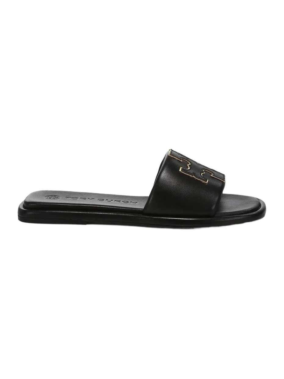 Women's Double-T Monogram Padded Leather Slide Sandals Women's Double-T Monogram Padded Leather Slide Sandals