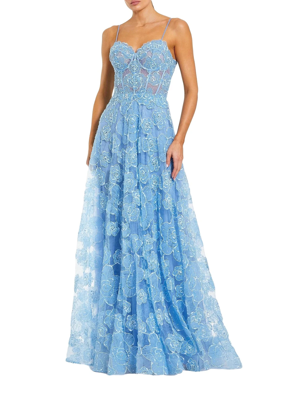 Women's Floral Mesh Sweetheart A-Line Gown Women's Floral Mesh Sweetheart A-Line Gown