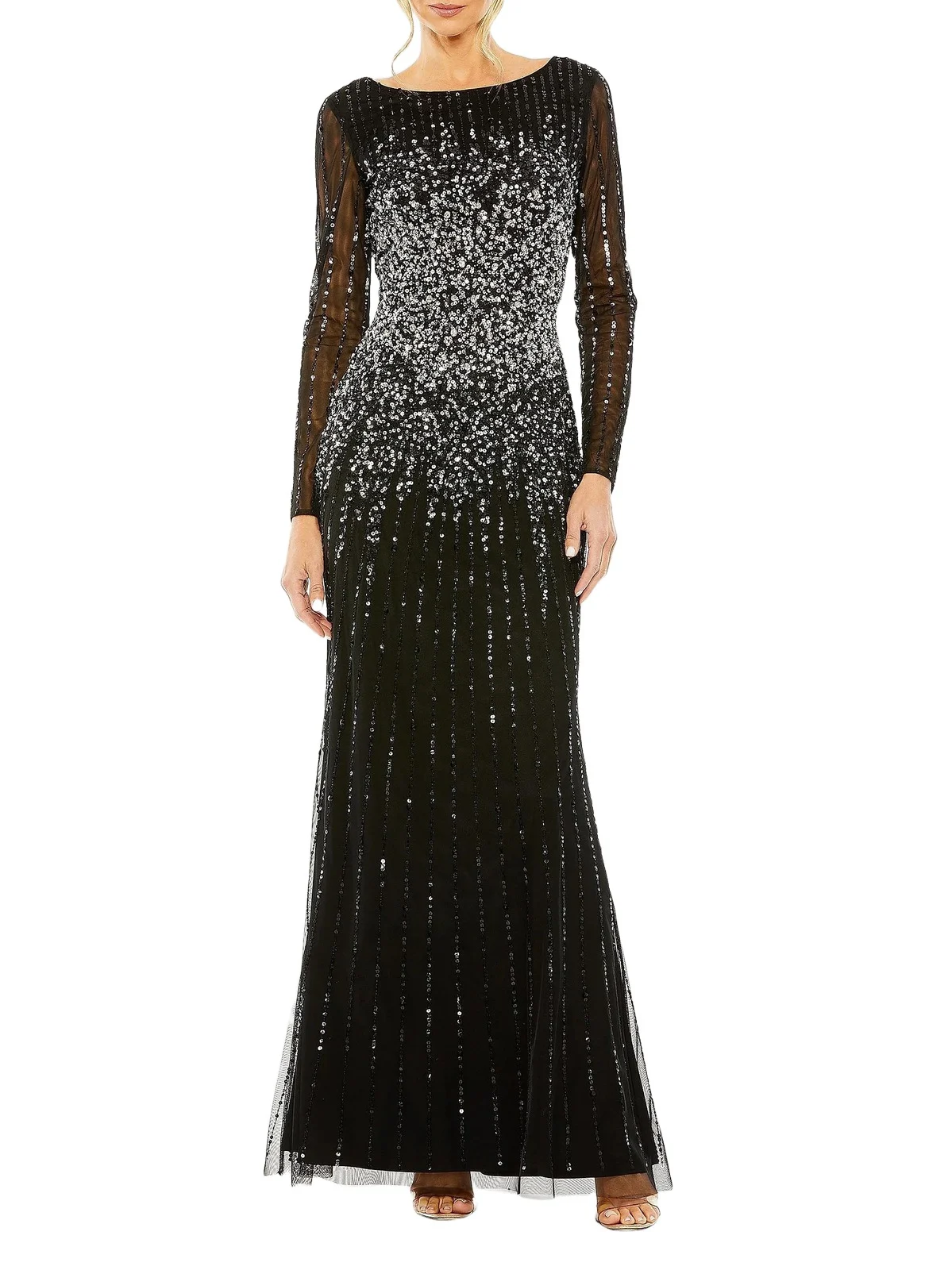 Women's Sequined Fit & Flare Gown - Black Women's Sequined Fit & Flare Gown - Black